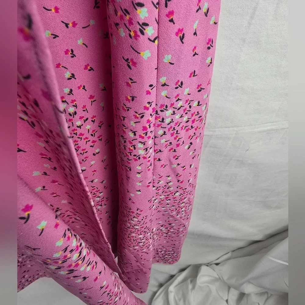 Kate Spade Pink Chilled Watermelon Meadow Floral Short Sleeve Wrap Dress Sz 6